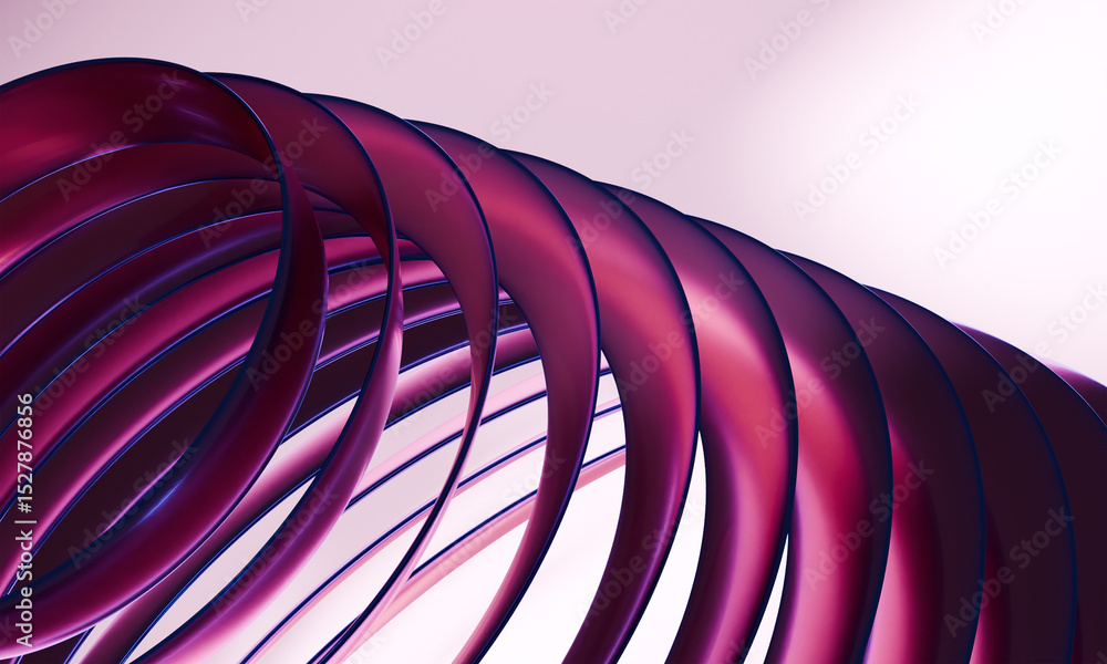 Poster sophisticated purple gradient flowing ribbons - modern 3d abstract twisted bands with reflective sur