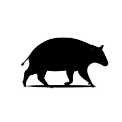 black silhouette of a wild boar on a white background black, boar, pig, silhouette, wild , Generative art.