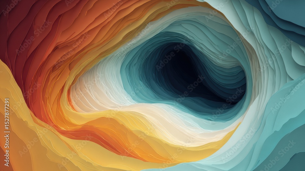 Aufkleber Abstract Layered Shapes Create a Visually Captivating Representation of an Eye Over a Neutral Background