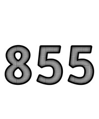 Block and white color numbers 855