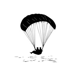 a black silhouette of a person on a parachute with people black, couple, man, parachute, people, person, silhouette , Generative art.