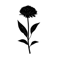 a black and white silhouette of a flower on a stem black, flower, icon, plant, silhouette, stem , Generative art.