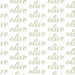 Olive lettering. Seamless pattern. illustration.