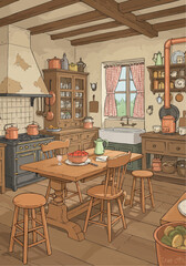 kitchen and dining table