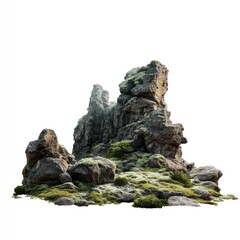 Rocky outcrop with moss-covered boulders
