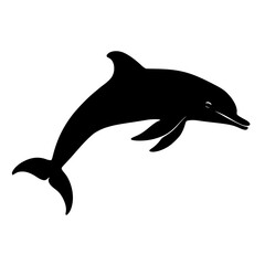 a black silhouette of a dolphin jumping out of the water black, dolphin, icon, jump, silhouette, water , Generative art.
