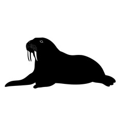 a black and white image of a walrus with tusks black, image, logo, silhouette, tusk , Generative art.