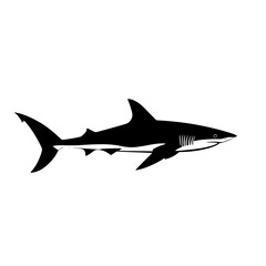 a black and white icon of a shark black, icon, shark, silhouette, white , Generative art.
