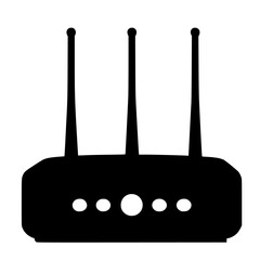 a black and white icon of a router antenna, black, icon, silhouette , Generative art.