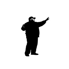 a black silhouette of a man in a coat with a hood talking on the phone black, coat, hand, hood, man, phone, point, silhouette, stand, talk , Generative art.