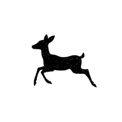 black silhouette of a deer on a white background black, deer, icon, silhouette, textured , Generative art.
