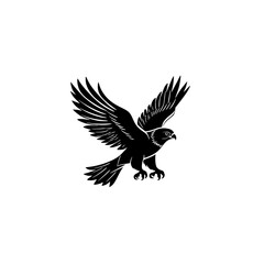 black silhouette of an eagle with spread wings on a white background bird, black, design, eagle, logo, silhouette, wing , Generative art.