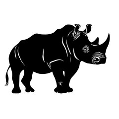 a black silhouette of a rhino on a white background black, illustration, image, logo, silhouette , Generative art.