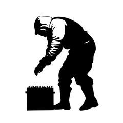 Fototapeta premium black silhouette of a person with a barrel on a white background barrel, black, man, person, silhouette , Generative art.