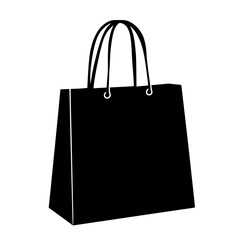 black silhouette of a shopping bag with handles on a white background bag, black, handle, icon, shopping bag, silhouette , Generative art.