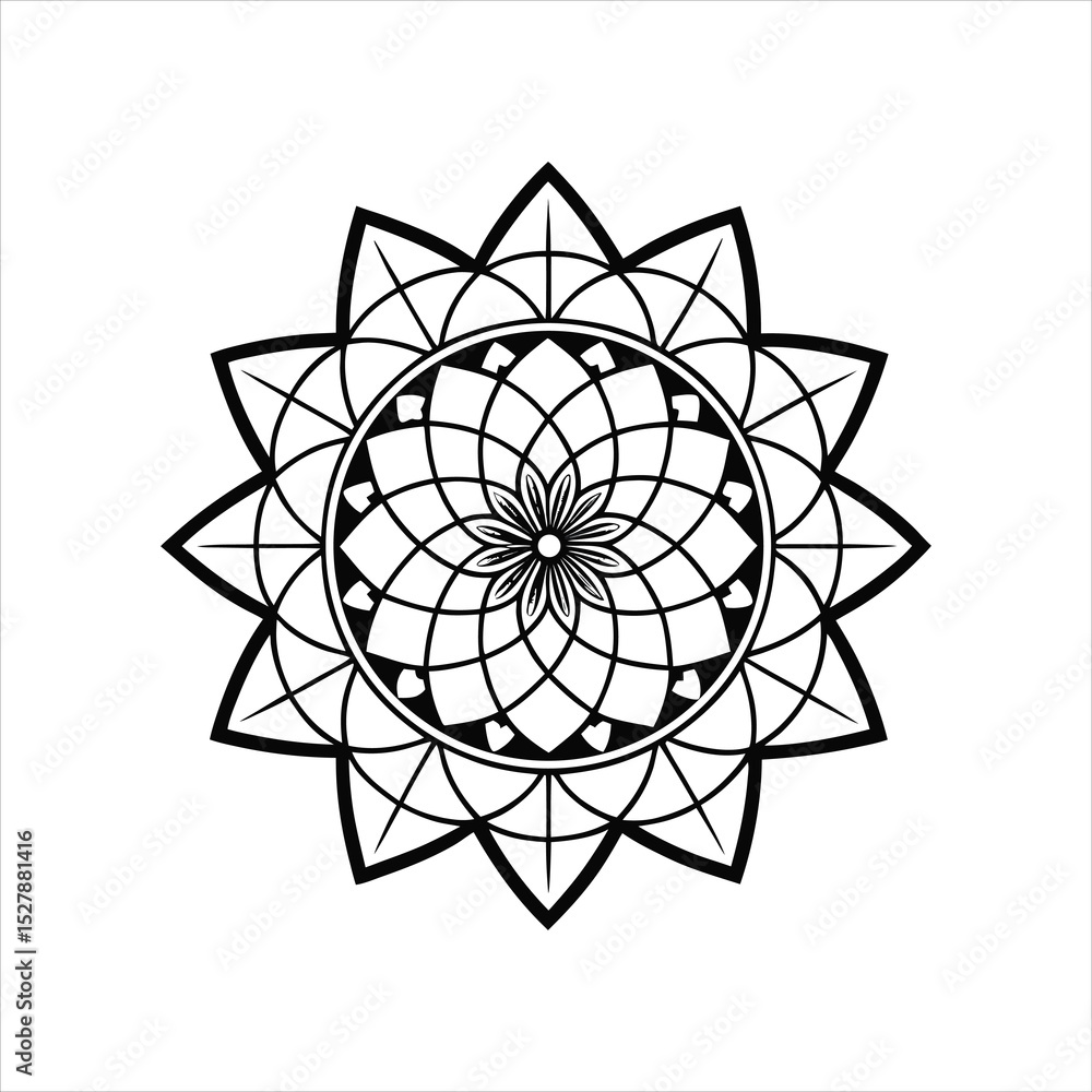 Poster abstract flower vector icon with atomic power symbol and chemistry pattern design