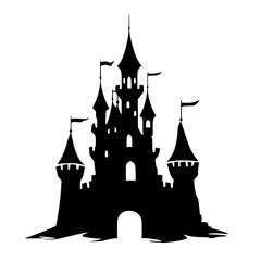 Fototapeta premium a black silhouette of a castle on a white background black, castle, icon, silhouette , Generative art.
