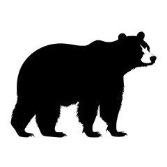 Fototapeta premium a black and white silhouette of a brown bear bear, black, brown, large, silhouette, stand , Generative art.