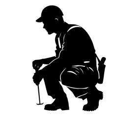a black silhouette of an old man with a walking stick black, cane, man, old, silhouette, sit, sit on, stick , Generative art.