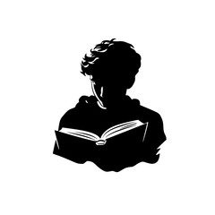 black silhouette of a young man reading a book black, book, boy, icon, man, read, silhouette, woman, young , Generative art.