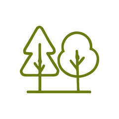 Evergreen and deciduous trees line art. Icon symbol illustration