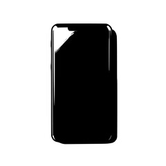 a black and white silhouette of a smart phone black, case, icon, phone, silhouette , Generative art.