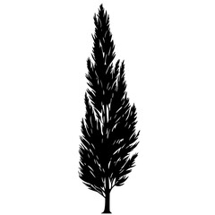 a black and white silhouette of a pine tree black, pine tree, silhouette, tree , Generative art.