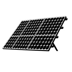 a black and white illustration of a solar panel 3d, black, illustration, panel, silhouette, solar , Generative art.