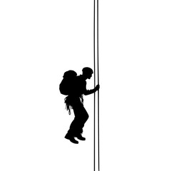 black silhouette of a woman climbing a pole black, child, climb, girl, pole, silhouette, wall, woman , Generative art.