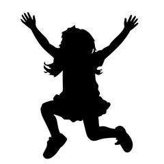 silhouette of a little girl jumping and catching leaves child, girl, jump, little, silhouette , Generative art.