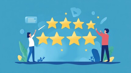 Online customer satisfaction Survey service concept, client rate service from experience in application, Consume give five-Stars and feedback review for quality, Generative Ai