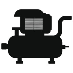 Simple Vector Silhouette Illustration of an Air Compressor/A clean, minimalist vector graphic of an air compressor.