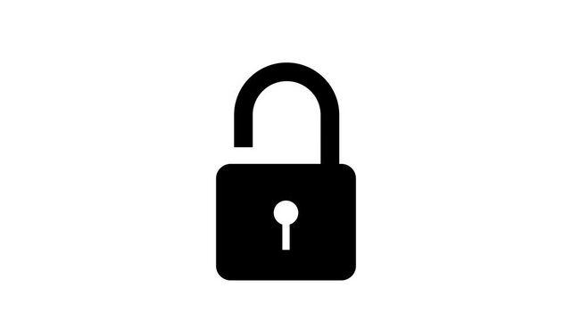 Lock animation. locked and unlocked lock animation on a white background. security lock icon animation