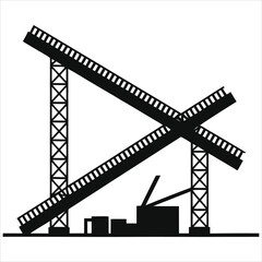 Industrial Crane (Conveyor Belts) Vector Silhouette Against a White Background/A simple, clean silhouette of an industrial crane.