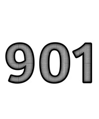 Block and white color numbers 901