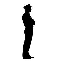 a black silhouette of a police officer in uniform black, hat, man, police officer, silhouette, stand, uniform , Generative art.