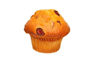 Cranberry lemon muffin isolated on white
