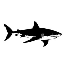 a black and white image of a shark black, image, shark, silhouette, white , Generative art.