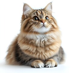 Majestic Maine Coon Cat on White Background
