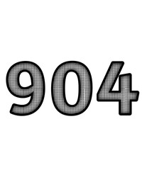 Block and white color numbers 904