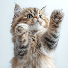 Majestic Maine Coon Cat on White Background
