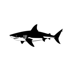 a black and white icon of a shark black, icon, shark, silhouette, white , Generative art.