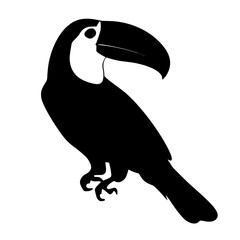 a black and white silhouette of a toucan beak, bird, black, silhouette , Generative art. © Guli Studio