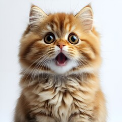 Majestic Maine Coon Cat on White Background