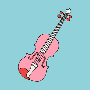Vector Illustration of a Pink Violin on a Light Blue Background