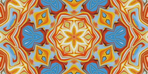 Kaleidoscopic Mandala Pattern with Canvas Texture