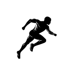 a black silhouette of an athlete kicking a ball athlete, ball, black, kick, man, run, runner, silhouette , Generative art.