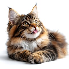 Majestic Maine Coon Cat on White Background