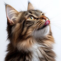 Majestic Maine Coon Cat on White Background