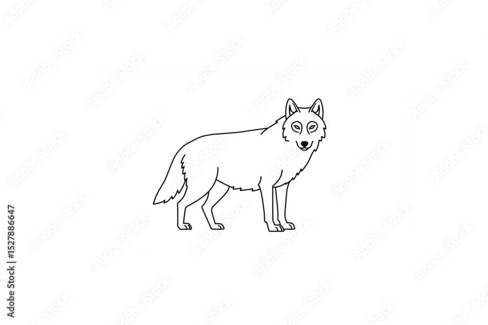 Poster elegant line art wolf design perfect for branding logos and scalable prints